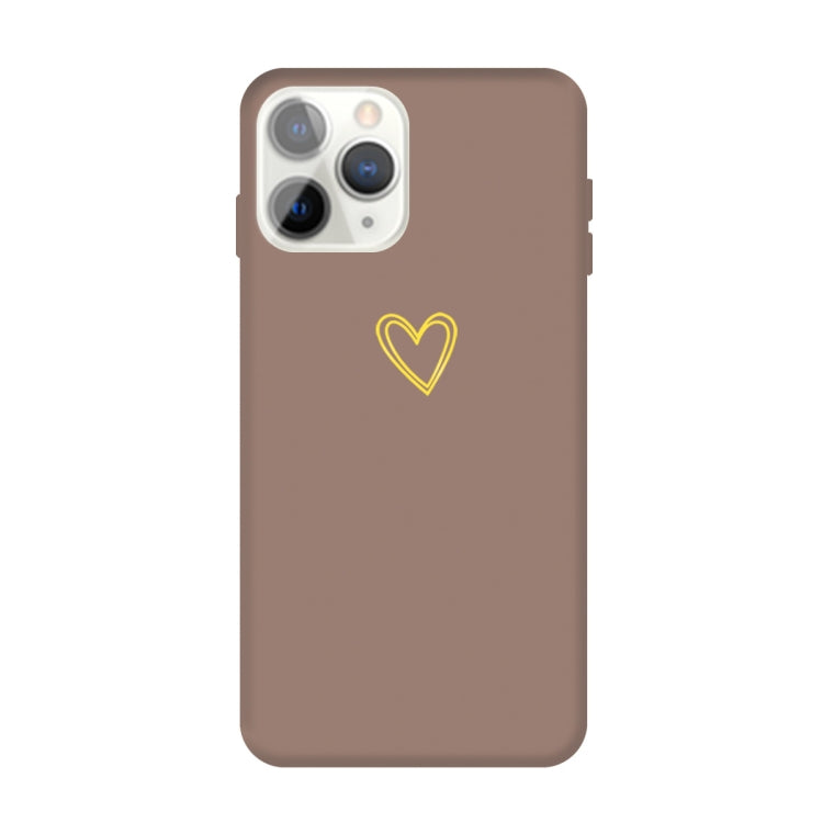 For iPhone 11 Pro Max Golden Love-heart Pattern Colorful Frosted TPU Phone Protective Case