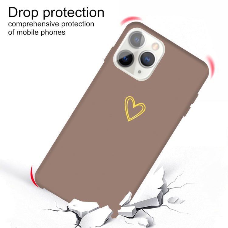 For iPhone 11 Pro Max Golden Love-heart Pattern Colorful Frosted TPU Phone Protective Case