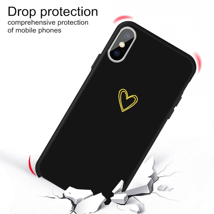 For iPhone X / XS Golden Love-heart Pattern Colorful Frosted TPU Phone Protective Case