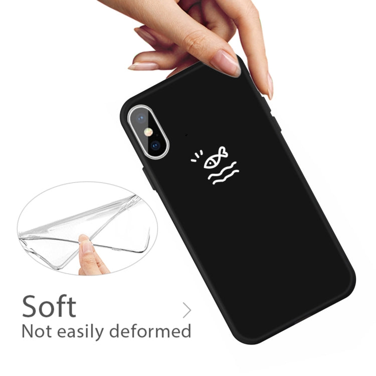 For iPhone X / XS Golden Love-heart Pattern Colorful Frosted TPU Phone Protective Case