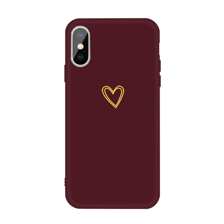 For iPhone X / XS Golden Love-heart Pattern Colorful Frosted TPU Phone Protective Case