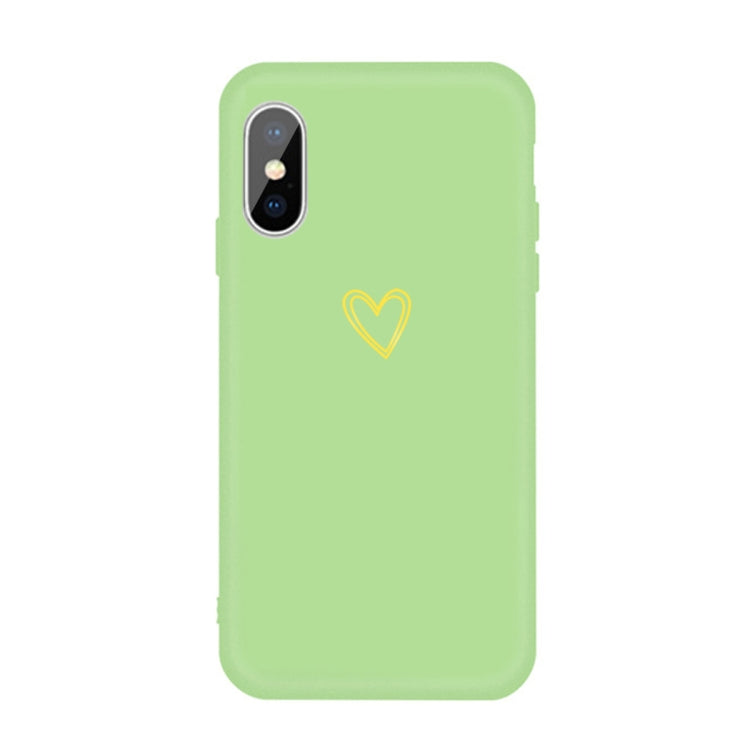 For iPhone X / XS Golden Love-heart Pattern Colorful Frosted TPU Phone Protective Case