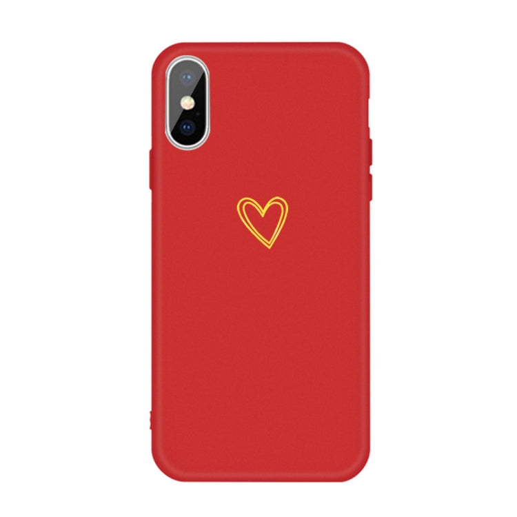 For iPhone XS Max Golden Love-heart Pattern Colorful Frosted TPU Phone Protective Case