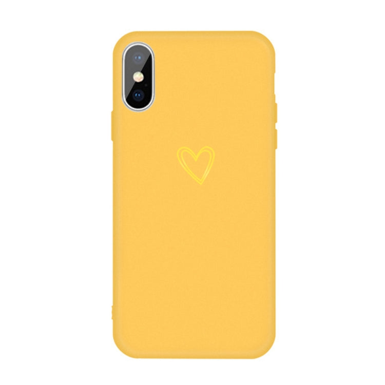 For iPhone XS Max Golden Love-heart Pattern Colorful Frosted TPU Phone Protective Case