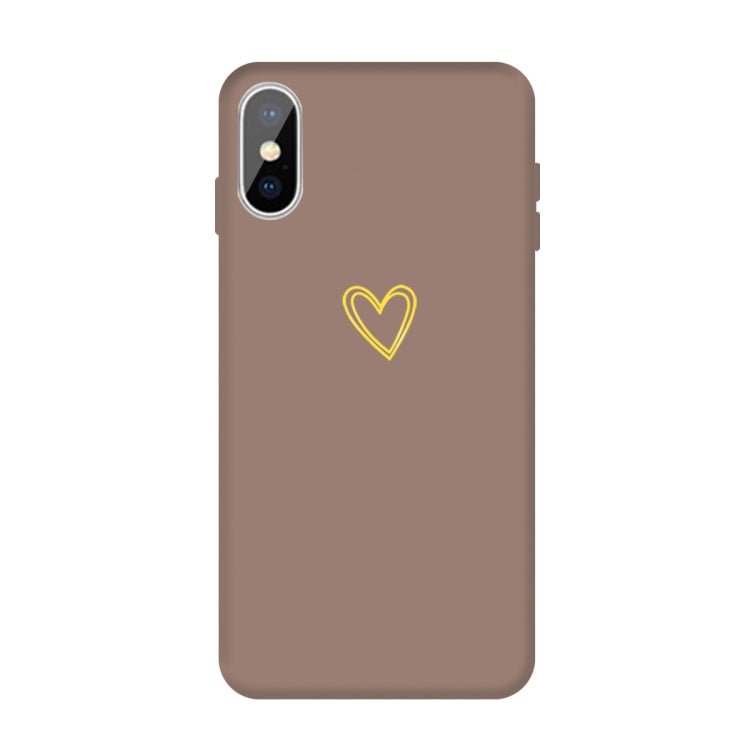 For iPhone XS Max Golden Love-heart Pattern Colorful Frosted TPU Phone Protective Case