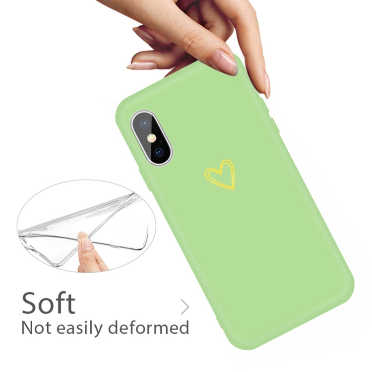 For iPhone XS Max Golden Love-heart Pattern Colorful Frosted TPU Phone Protective Case