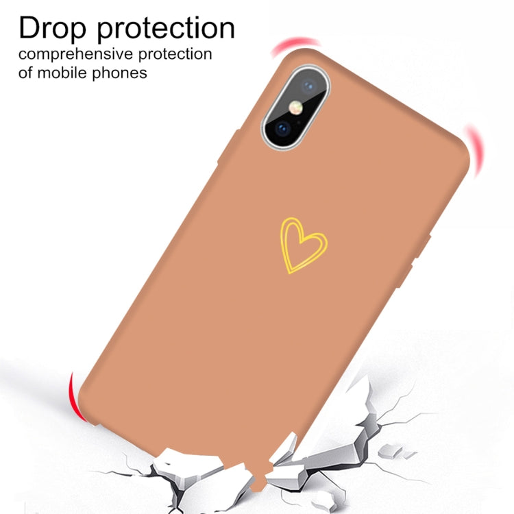 For iPhone XS Max Golden Love-heart Pattern Colorful Frosted TPU Phone Protective Case