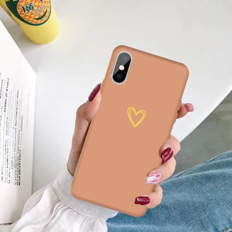 For iPhone XS Max Golden Love-heart Pattern Colorful Frosted TPU Phone Protective Case