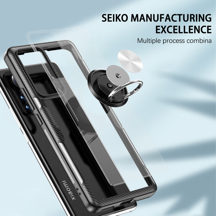 For Xiaomi 12 Pro Transparent TPU + Acrylic Ring Holder Phone Case