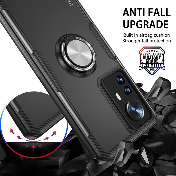 For Xiaomi 12 Pro Transparent TPU + Acrylic Ring Holder Phone Case