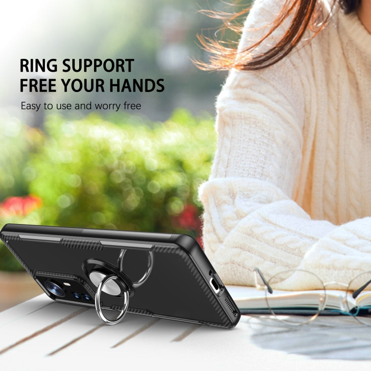 For Xiaomi 12 Pro Transparent TPU + Acrylic Ring Holder Phone Case