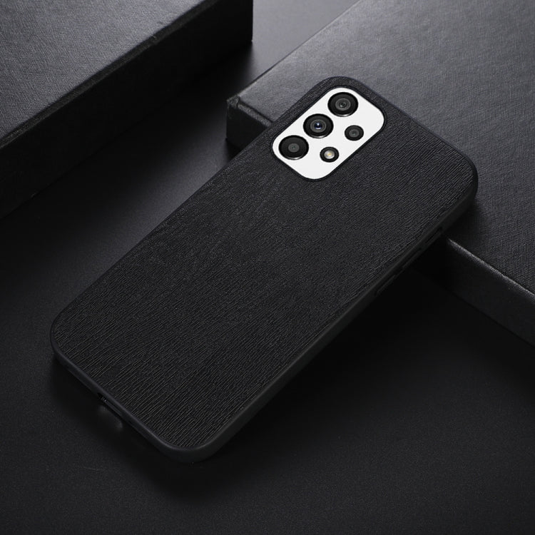 For Samsung Galaxy A53 5G Wood Texture PU Phone Case