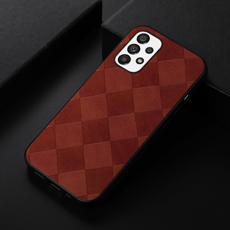 For Samsung Galaxy A23 4G Weave Plaid PU Phone Case