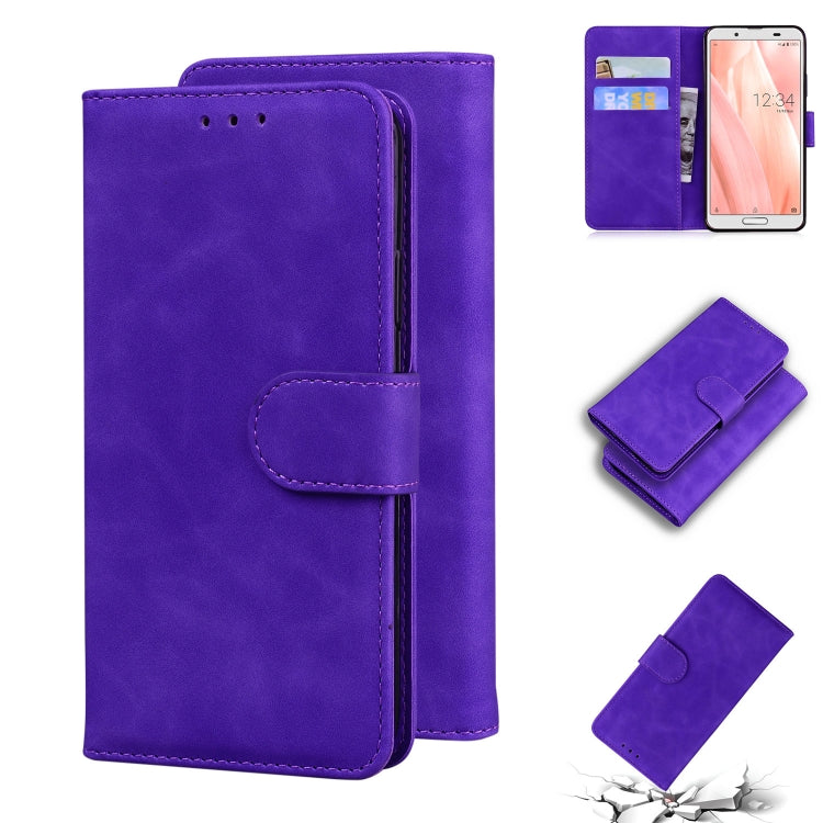 For Sharp Aquos Sense 3 / Sense3 Lite / Sense3 Basic & SHV45 Skin Feel Pure Color Leather Phone Case