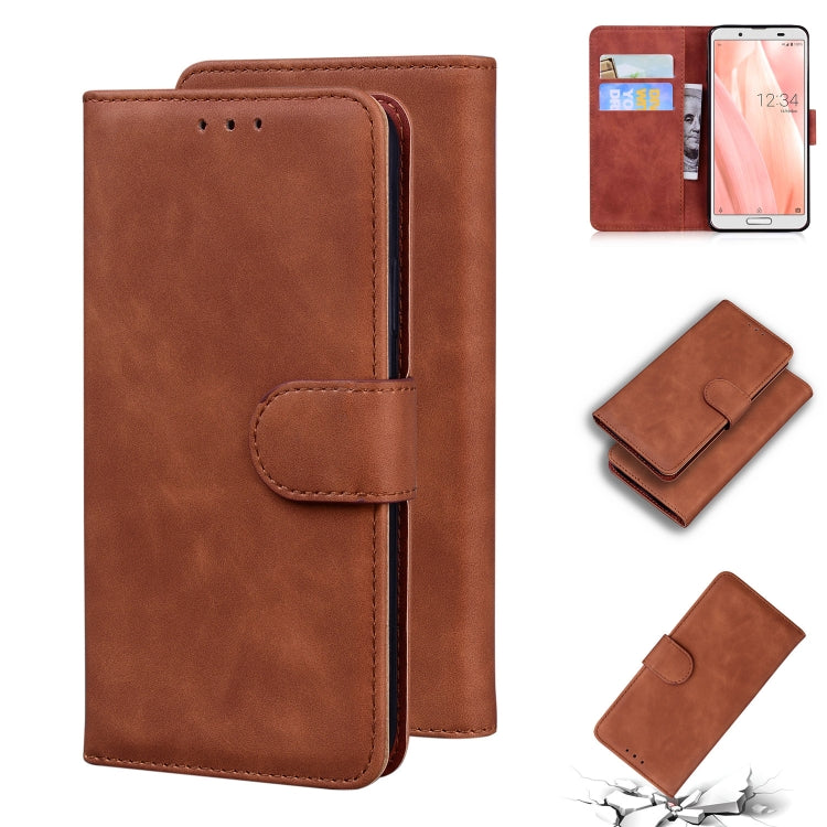 For Sharp Aquos Sense 3 / Sense3 Lite / Sense3 Basic & SHV45 Skin Feel Pure Color Leather Phone Case