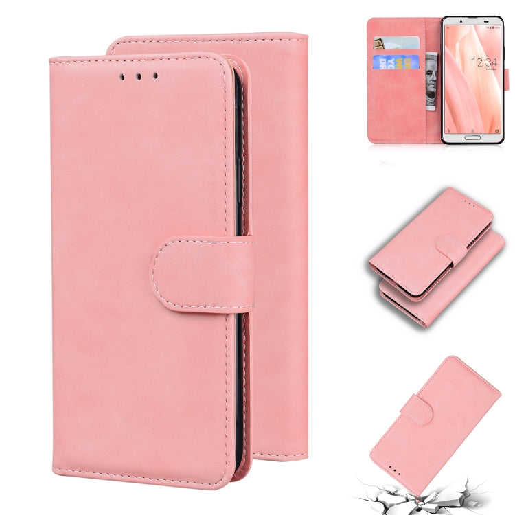 For Sharp Aquos Sense 3 / Sense3 Lite / Sense3 Basic & SHV45 Skin Feel Pure Color Leather Phone Case