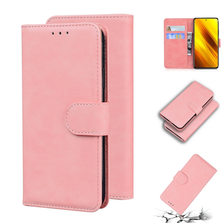 For Xiaomi Poco X3 NFC Skin Feel Pure Color Flip Leather Phone Case