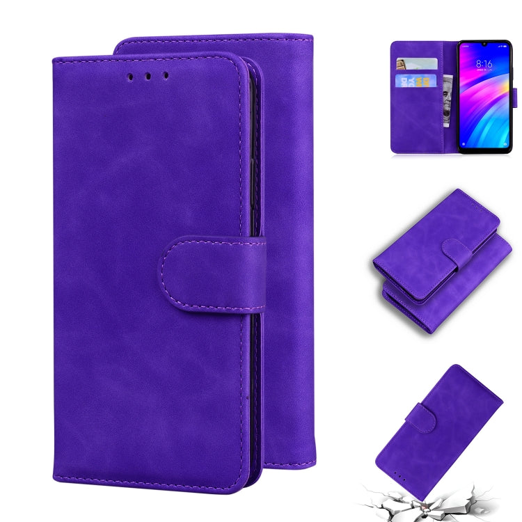 For Xiaomi Redmi 7 / Y3 India Skin Feel Pure Color Flip Leather Phone Case