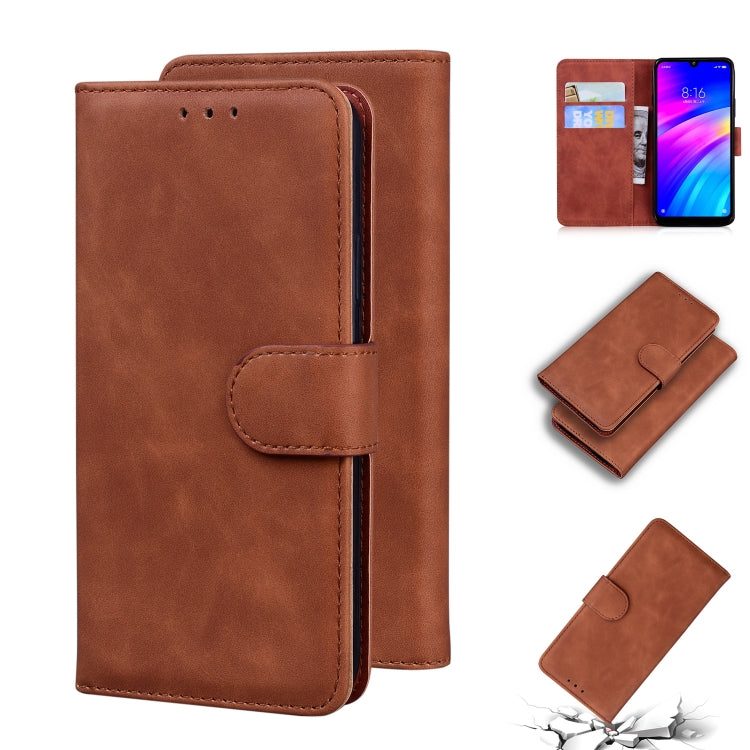 For Xiaomi Redmi 7 / Y3 India Skin Feel Pure Color Flip Leather Phone Case