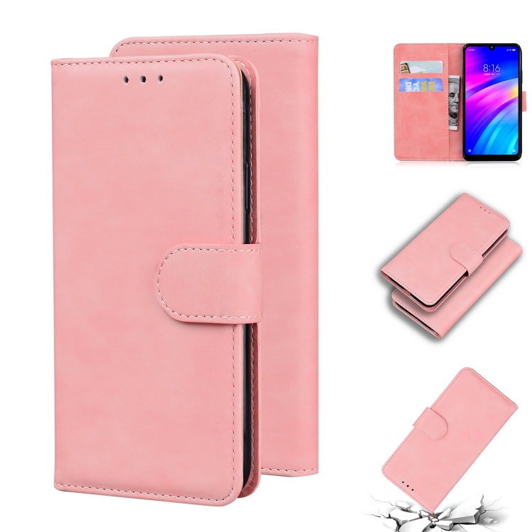 For Xiaomi Redmi 7 / Y3 India Skin Feel Pure Color Flip Leather Phone Case