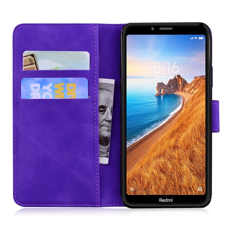 For Xiaomi Redmi 7A Skin Feel Pure Color Flip Leather Phone Case