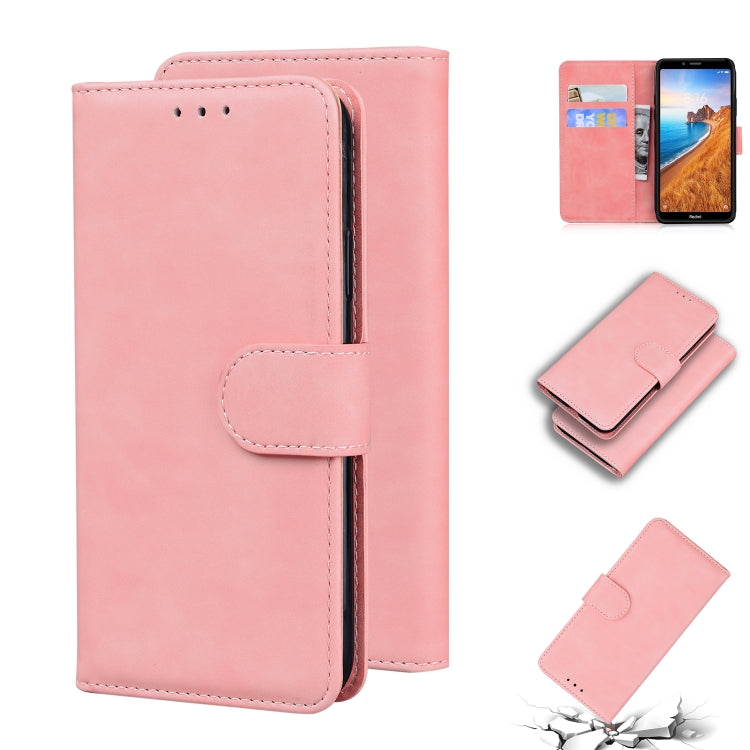 For Xiaomi Redmi 7A Skin Feel Pure Color Flip Leather Phone Case
