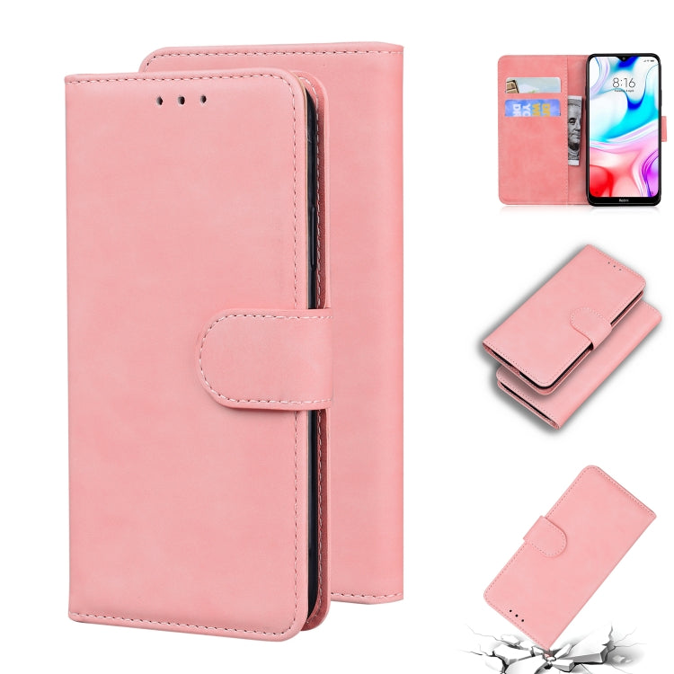For Xiaomi Redmi 8 Skin Feel Pure Color Flip Leather Phone Case