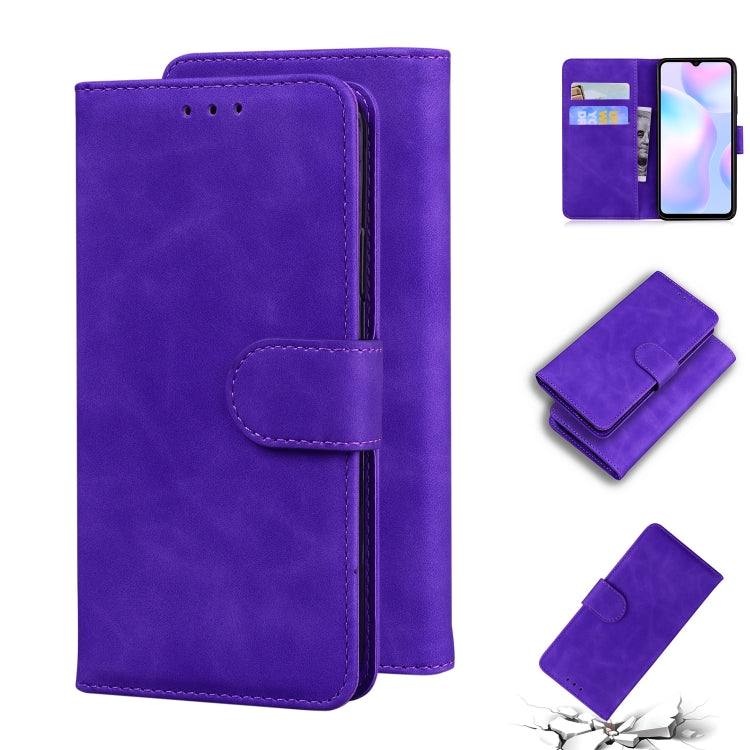 For Xiaomi Redmi 9A Skin Feel Pure Color Flip Leather Phone Case