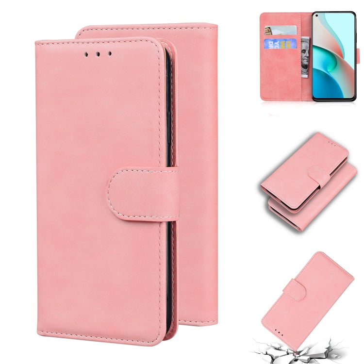 For Xiaomi Redmi Note 9 5G CN Version / Note 9T Skin Feel Pure Color Flip Leather Phone Case