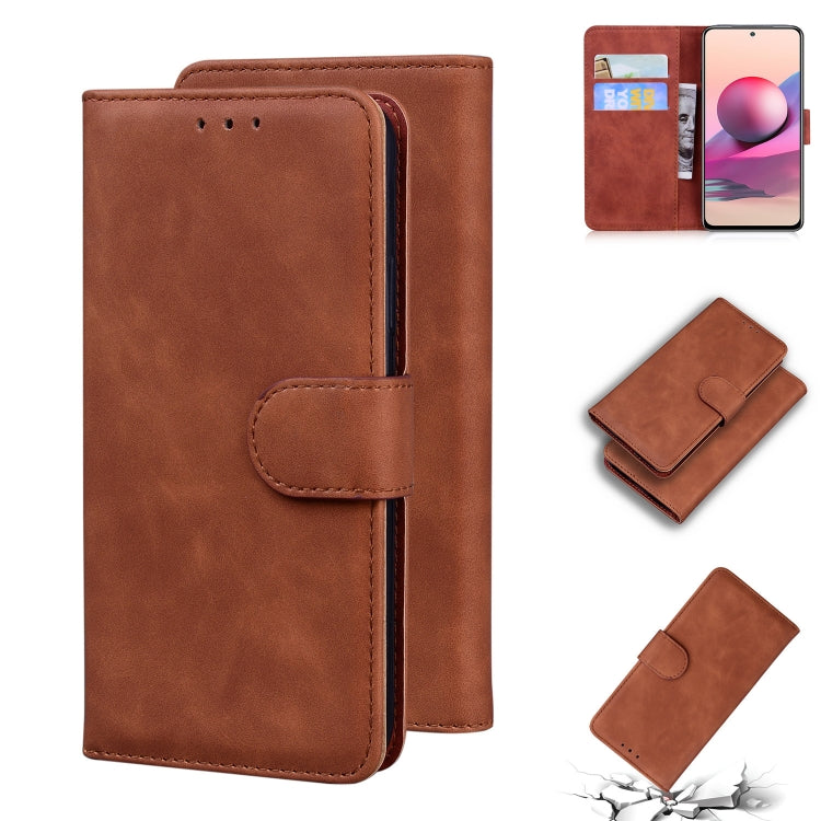 For Xiaomi Redmi Note 10 4G / Note 10s Skin Feel Pure Color Flip Leather Phone Case