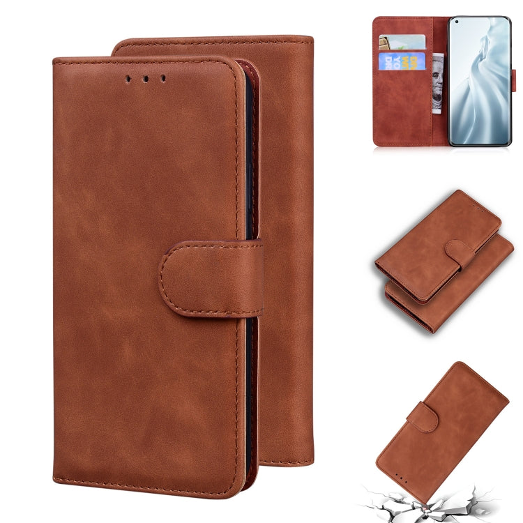 For Xiaomi Mi 11 Skin Feel Pure Color Flip Leather Phone Case