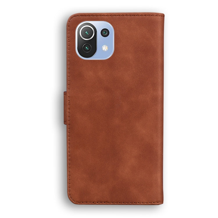 For Xiaomi Mi 11 Lite Skin Feel Pure Color Flip Leather Phone Case