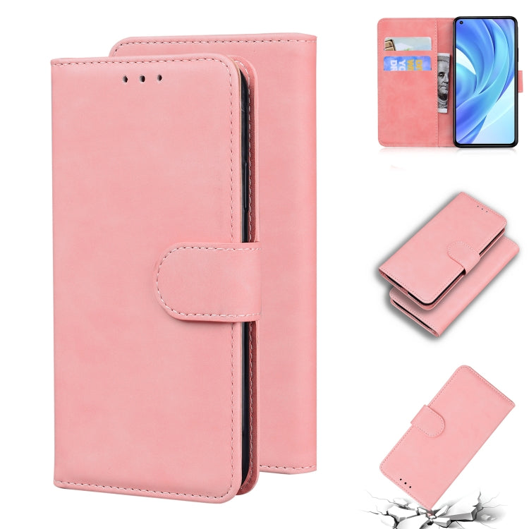 For Xiaomi Mi 11 Lite Skin Feel Pure Color Flip Leather Phone Case