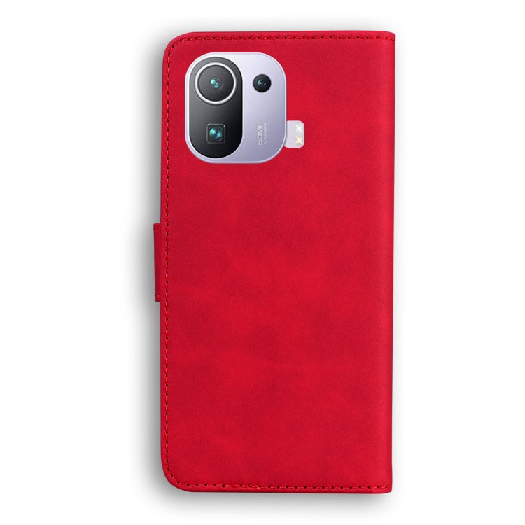 For Xiaomi Mi 11 Pro Skin Feel Pure Color Flip Leather Phone Case