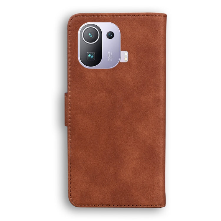 For Xiaomi Mi 11 Pro Skin Feel Pure Color Flip Leather Phone Case