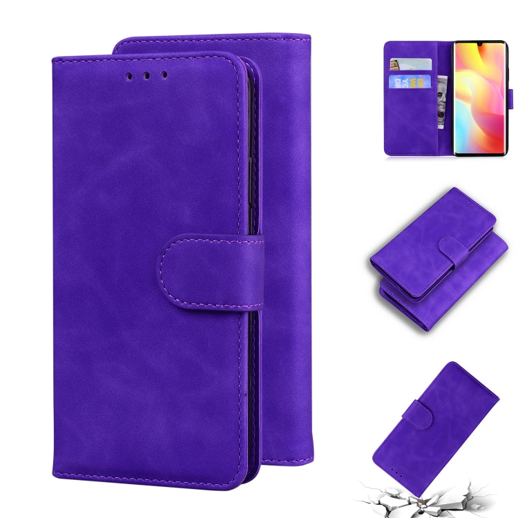 For Xiaomi Mi Note 10 Lite Skin Feel Pure Color Flip Leather Phone Case