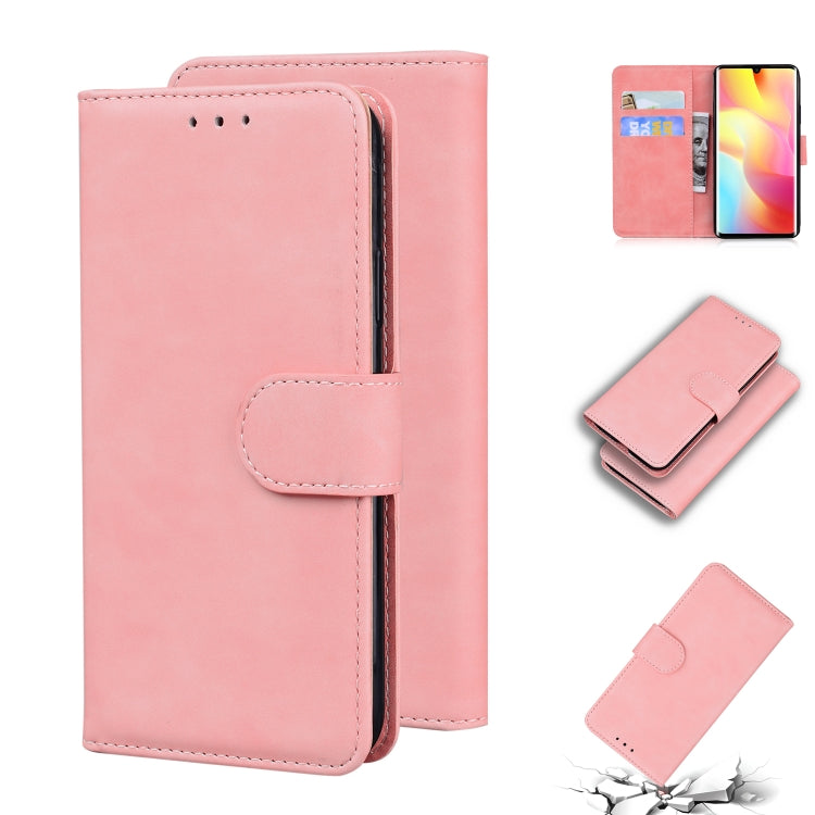 For Xiaomi Mi Note 10 Lite Skin Feel Pure Color Flip Leather Phone Case