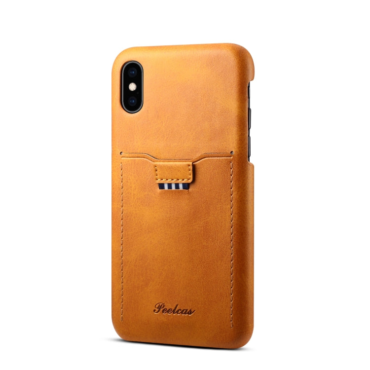 For iPhone XS / X peelcas Shockproof TPU + PU Protective Case with Card Slot