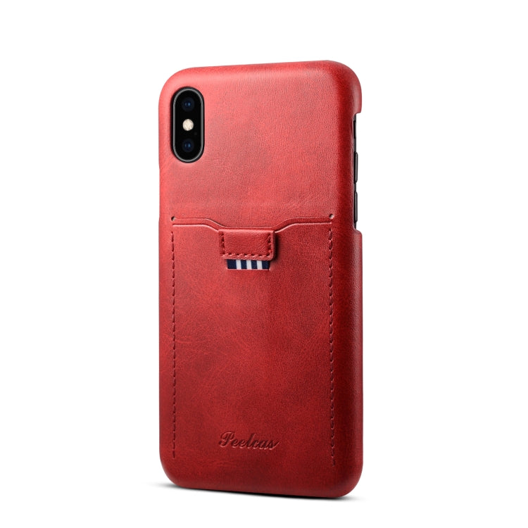 For iPhone XS / X peelcas Shockproof TPU + PU Protective Case with Card Slot