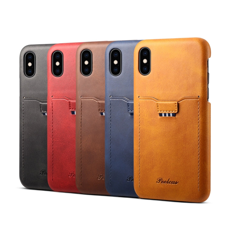 For iPhone XR peelcas Shockproof TPU + PU Protective Case with Card Slot
