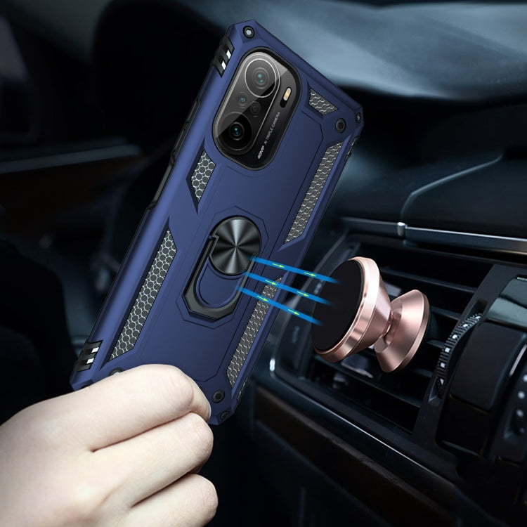 For Xiaomi Poco F3 Shockproof TPU + PC Phone Case with 360 Degree Rotating Holder