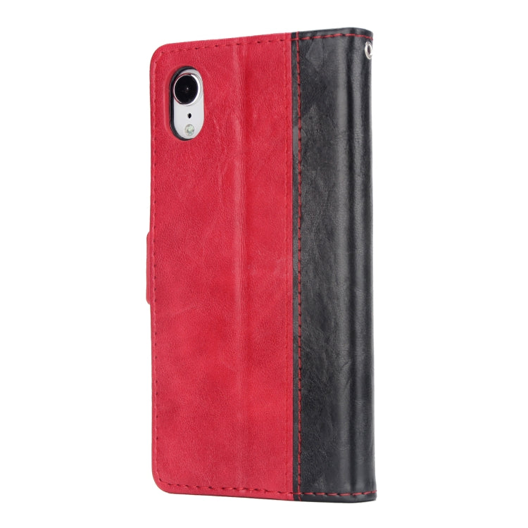 For iPhone XR Retro Texture Contrast Color Splicing Horizontal Flip TPU + PU Leather Case with Card Slots & Holder & Wallet