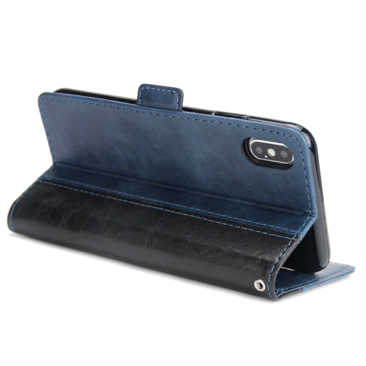 For iPhone XS Max Retro Texture Contrast Color Splicing Horizontal Flip TPU + PU Leather Case with Card Slots & Holder & Wallet