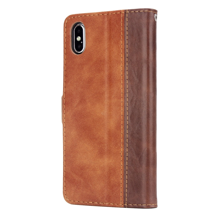 For iPhone XS Max Retro Texture Contrast Color Splicing Horizontal Flip TPU + PU Leather Case with Card Slots & Holder & Wallet