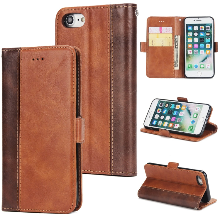 For iPhone SE 2020 & 8 & 7 Retro Texture Contrast Color Splicing Horizontal Flip TPU + PU Leather Case with Card Slots & Holder & Wallet
