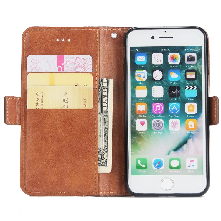For iPhone SE 2020 & 8 & 7 Retro Texture Contrast Color Splicing Horizontal Flip TPU + PU Leather Case with Card Slots & Holder & Wallet