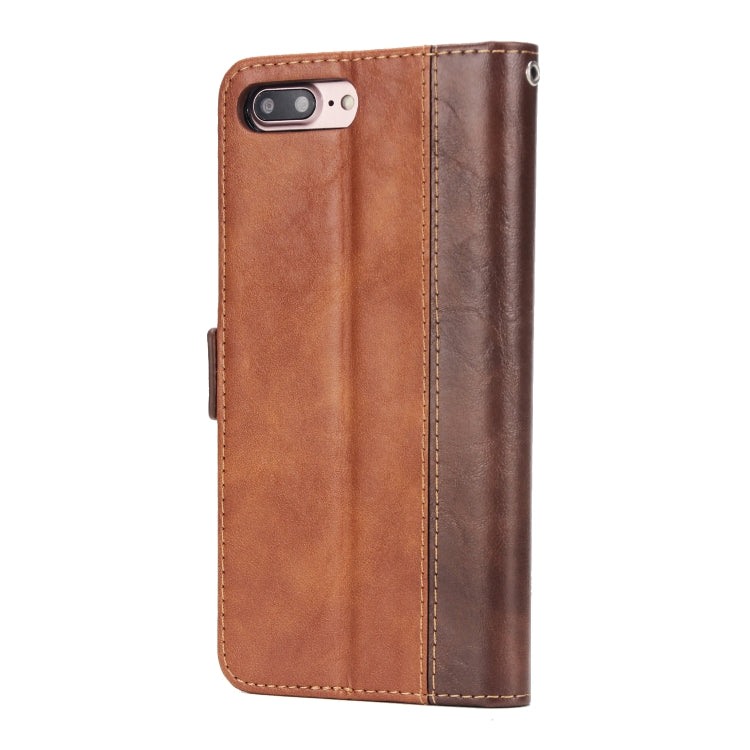 For iPhone 8 Plus & 7 Plus Retro Texture Contrast Color Splicing Horizontal Flip TPU + PU Leather Case with Card Slots & Holder & Wallet