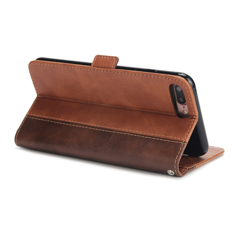 For iPhone 8 Plus & 7 Plus Retro Texture Contrast Color Splicing Horizontal Flip TPU + PU Leather Case with Card Slots & Holder & Wallet