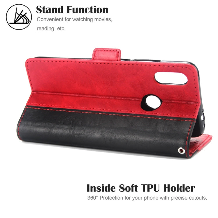 For Xiaomi Redmi Note 7 Retro Texture Contrast Color Splicing Horizontal Flip TPU + PU Leather Case with Card Slots & Holder & Wallet