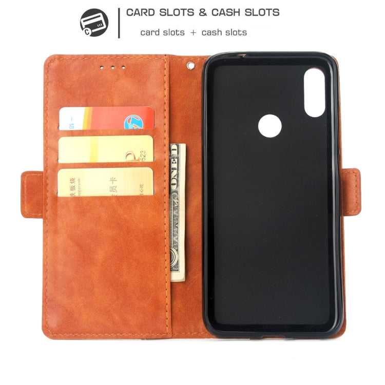 For Xiaomi Redmi Note 7 Retro Texture Contrast Color Splicing Horizontal Flip TPU + PU Leather Case with Card Slots & Holder & Wallet